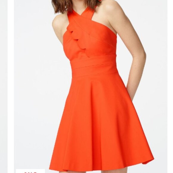 Armani Exchange Asymmetrical Scallop‎ Dress In Orange Size: 12 - Picture 1 of 13